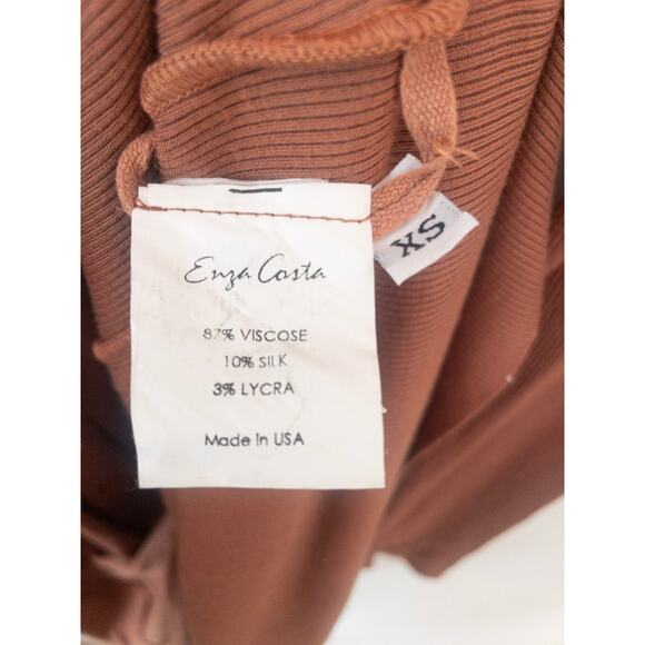 Enza Costa Silk Rib Cardigan Midi Dress in Adobe Brown Size Small - Picture 4 of 5